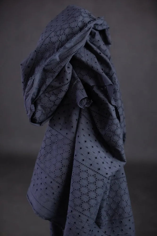 Navy Eyelet Indian Cotton