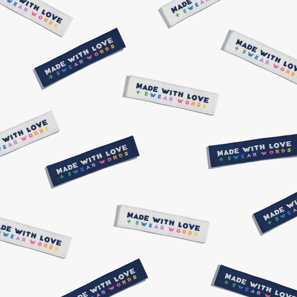 "Made with love + swear words" labels by KATM