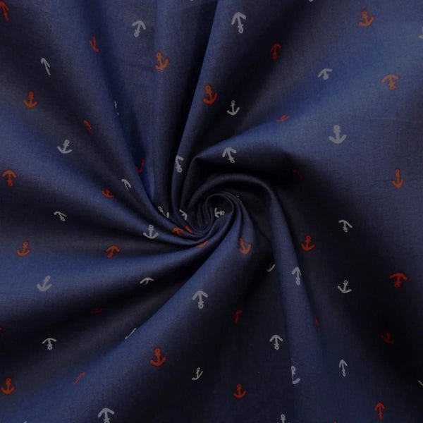 Weighing Anchor - Cotton Poplin - Navy