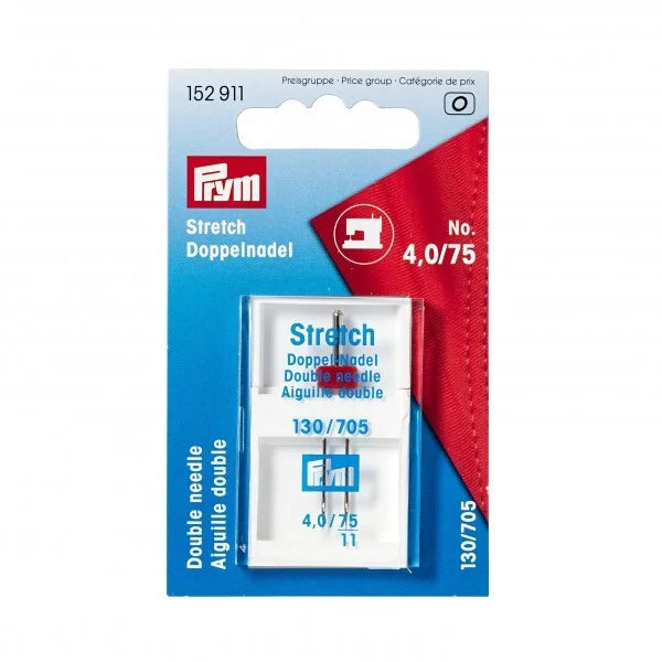 Prym Stretch double sewing machine needles, 130/705, 75/4.0mm